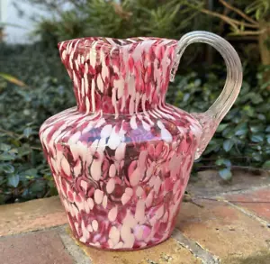 HOBBS CRANBERRY SPATTER ART GLASS PITCHER....EARLY! - Picture 1 of 6