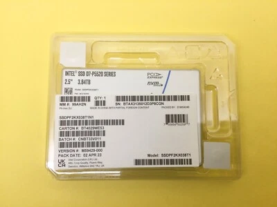 Intel D7-P5520 Series 3.84TB NVMe PCIe 4.0 x4 2.5英寸 SSDPF2KX038T1N1 全新 — 第 1/2 张图片