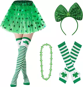 St. Patrick'S Day Tutu Accessories, Women Leprechaun Costume with Bow, Headband, - Picture 1 of 12
