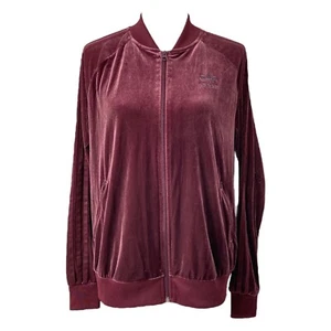 Women’s Large Track Jacket Adidas Originals Purple Velour Full Zip Athletic - Picture 1 of 10