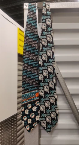MIAMI DOLPHINS MARLINS NECKTIE TIE LOT RM SPORTS RALPH MARTIN 1996 SILK USA Cover