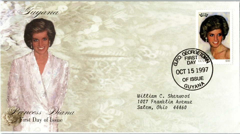 Princess Diana Memorial First Day Cover FDC - GUYANA - SEE SCAN $$$ - Image 1 of 1