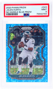 2020 Panini Prizm #343 Jalen Hurts No Huddle Blue Disco /79 PSA 9 Rookie RC