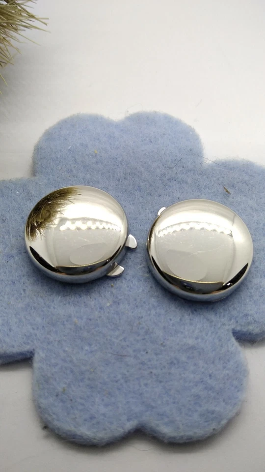 COPRI BOTTONI  IN ARGENTO RODIATO  LISCI MM 16 GR. 5 ELEGANTI CLASSICI EXPLOIT - Immagine 1 di 3