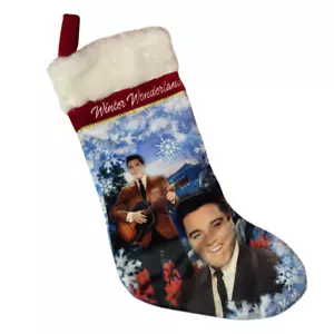 Medias de Navidad Elvis Presley Winter Wonderland copo de nieve azul suave rojo - Imagen 1 de 6