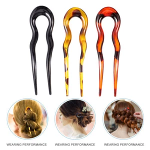 3 Pezzi Fermaglio per Capelli in Resina a Forma di U Decorazione Capelli Bastone per Capelli da Donna - Foto 1 di 12