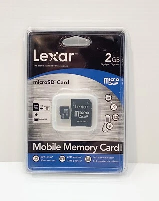 NEW Lexar 2GB MicroSD Mobile Memory Card Sealed Package SDMI2GB-695 - Image 1 of 3