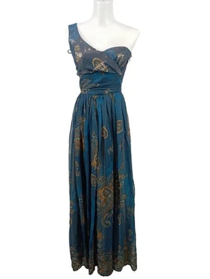 MANGO SUIT Vestido de un hombro Mujeres Vestido Talla EU 38 azul-marrón elegante - Imagen 1 de 4