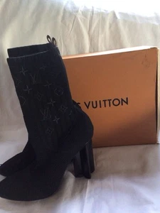 LOUIS VUITTON Black Silhouette Sock ANKLE Boots SIZE 38 Size 5 - Picture 1 of 7