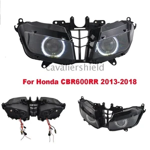 Front White Angel Eyes HID Fully Headlight Assembly for Honda CBR600RR 2013-2018 - Picture 1 of 12