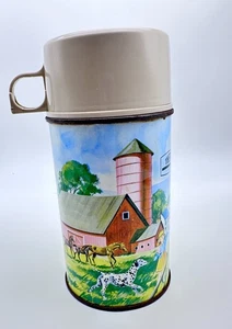 Vintage 1962 King Seely Pets And Pals Horse Barn Farm 2846 Metal Thermos - Picture 1 of 8