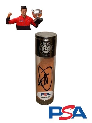 Novak Djokovic Signed Roland Garros Paris French Open Match Used Clay PSA AUTO - Image 1 of 4