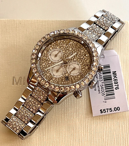Orologio Michael Kors MK6976 donna Layton quadrante cristallo tono argento STORE DISPLAY