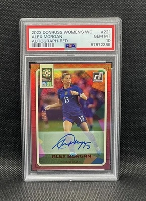 Alex Morgan 2023 Donruss Women’s World Cup Autograph Red /25 PSA 10 - Image 1 of 4