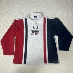 VTG Fred Perry Jumper Mens Medium Grey Embroidered Sweatshirt Made In Japan - Picture 1 of 8