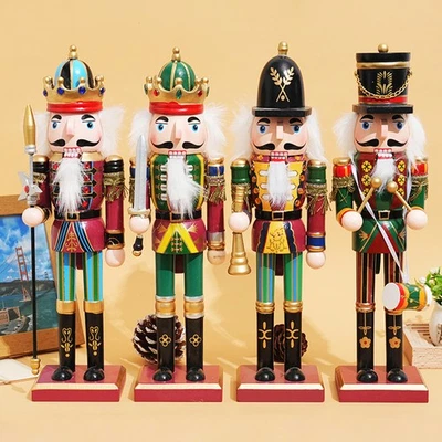 12" Tall Christmas Nutcracker Wooden Nut Cracker Traditional Xmas Festive Decor - Image 1 of 4