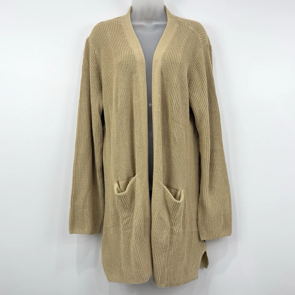 Gap Cardigan Women's L Safari Chunky Open Front Cozy Long Loungewear