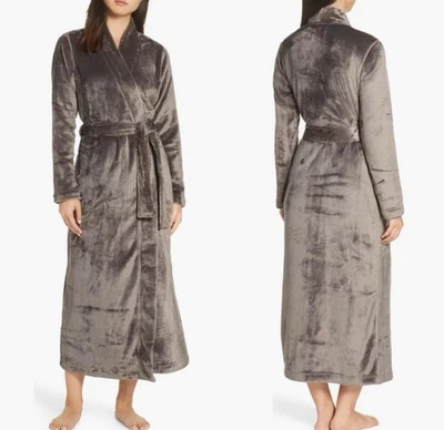 Bata larga de felpa UGG Marlow para mujer talla pequeña bolsillos carbón 1099130 NUEVA Foto 1 de 4