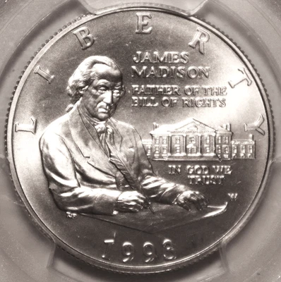 1993-W James Madison Comm Half Dollar - PCGS MS70 #5539D FREE SHIPPING - Image 1 of 4
