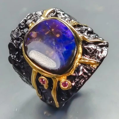 Jewellery 8 ct+ Natural Ammolite Ring 925 Sterling Silver Size 8 /R440968 - Image 1 of 4