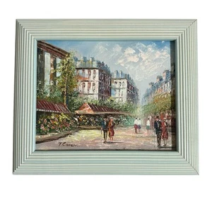 Vintage gerahmtes T. Carson Original strukturiertes Ölgemälde Paris Straßenszene - Bild 1 von 16