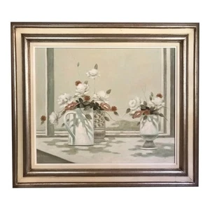 Vintage Original Oil Painting Fine Mid Century Modern Floral Still Life Signed - Picture 1 of 7