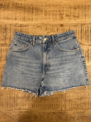 Pantalones Cortos de Jean Topshop Línea A Corte Para Mujer Talla 6 UK 10 Tiro Alto Algodón Denim Foto 1 de 4