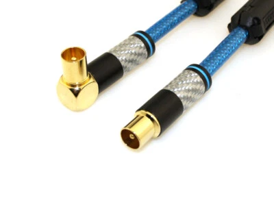 RF Quad Shield CL2 Coaxial Antenna Satellite Cable with TV Degree Connector - Image 1 of 4