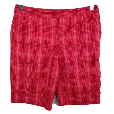Izod Shorts Womens sz 8  Pink Plaid Stretch Bermuda Golf Pockets Cool FX - Image 1 of 4