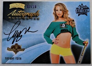 TIFFANY TOTH 7/10 BENCHWARMER 40th National Hockey Purple/Gold Autograph 