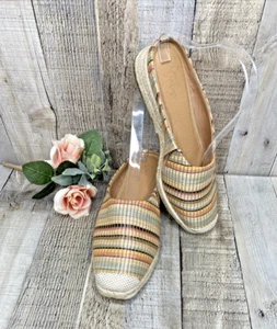 Crown Vintage Lornari Tan Multi Stripe Woven Mule Espadrille Shoes SZ 7.5M - Picture 1 of 18