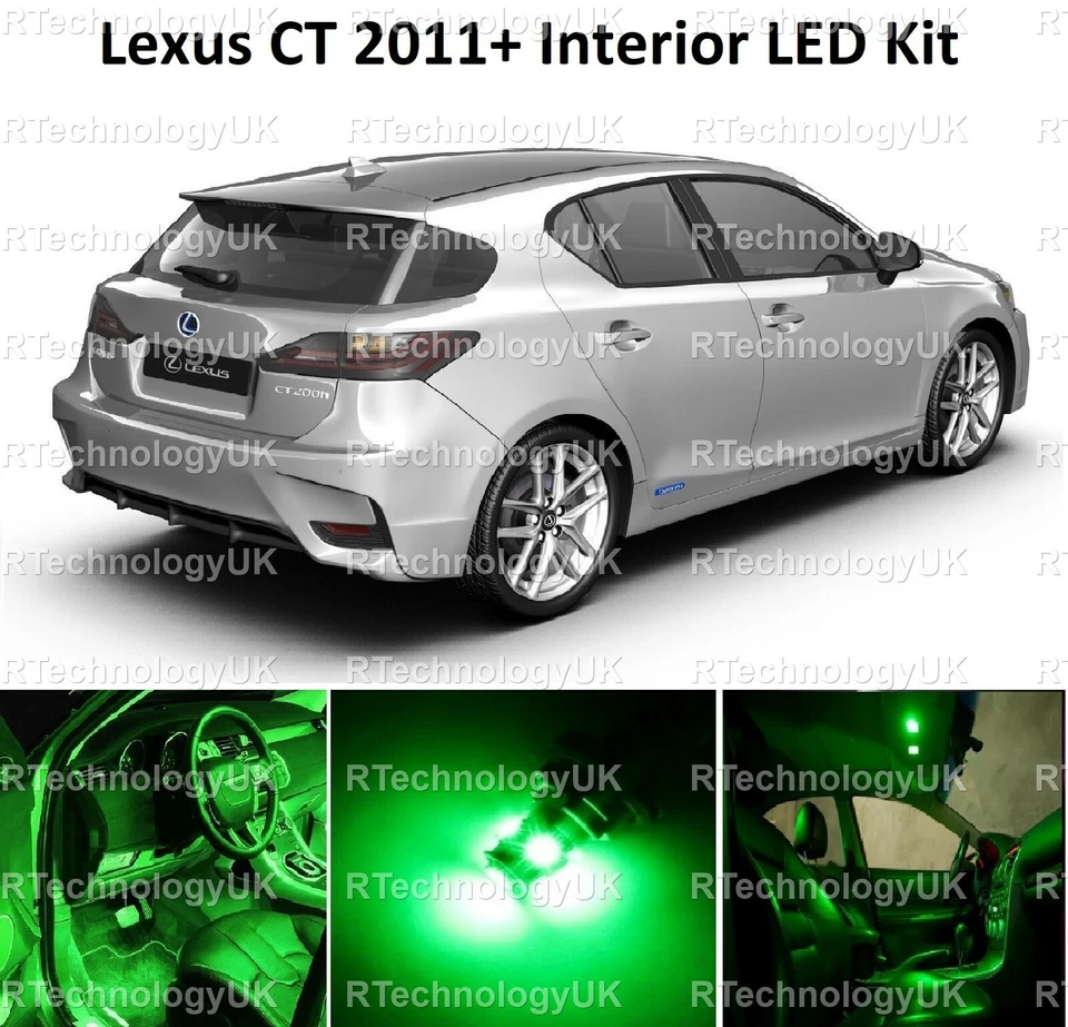 PREMIUM LEXUS CT 2011+ KIT DE LUCES LED INTERIORES XENÓN BOMBILLAS VERDES CT200H Foto 1 de 1