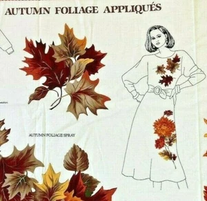 VINTAGE Cranston HERBST HERBSTBLÄTTER LAUB nicht nähen Aufbügeln Applikation Stoffplatte - Bild 1 von 7