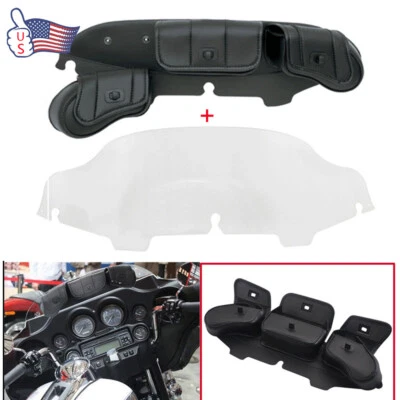 Alforja 3 bolsillos + parabrisas transparente de 6" para Harley Touring Electra Glide 96-13 Foto 1 de 4