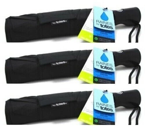 BL Raines Umbrella Auto Open & Close 11 Inch Large (Black) - THREE PACK - Imagem 1 de 1
