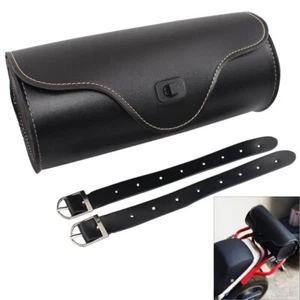 Bolsa de herramientas PU negra universal para motocicleta equipaje alforja rollo barril bolsa de almacenamiento - Imagen 1 de 7