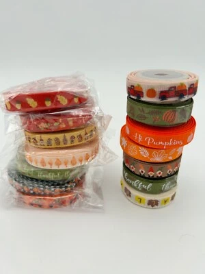 Grosgrain Ribbon 7/8" Thanksgiving Fall  lot OF 14 - Image 1 of 4