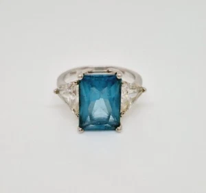 Anillo de mujer plata 925 aguamarina circón piedras preciosas talla 56 anillo plata de ley #84L - Imagen 1 de 8