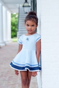 NEW Girls WDW Well Dressed Wolf Blue Pinwheel dress Size 6 Years NWT