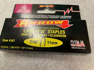 Arrow T18 Round Crown Staples 7/16" (11mm) for Wire & Cable Box of 1000, #187 - Picture 1 of 4