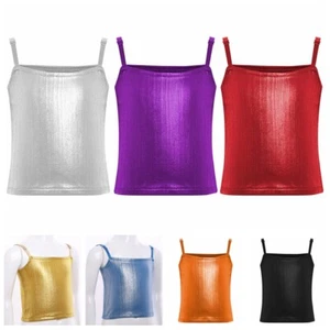 Kids Girls Crop Top Carnival T-shirt Class Tops Theme Vest Birthday Blouse Jazz - Picture 1 of 29