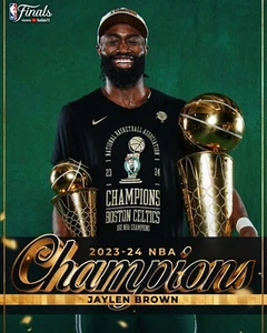 Jaylen Brown Trophies Boston Celtics 2024 NBA Finals Champions 8x10 NBA Photo - Picture 1 of 1