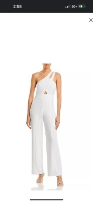 Aqua NWT White One Shoulder Cutout Jumpsuit  - Imagem 1 de 3