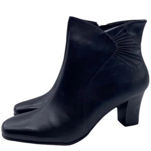 Croft & Barrow Boot Huntley Women's Black Leather Heeled Ankle Basic Size 9.5 - Picture 1 of 8