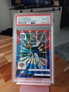 2022-23 Panini Donruss #15 Jalen Brunson Holo Red/Blue Laser 11/15 PSA 10 POP 1 - Picture 1 of 2