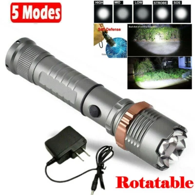 High Powered 12000000lm LED Flashlight Super Bright Torch Rechargeable Spotlight