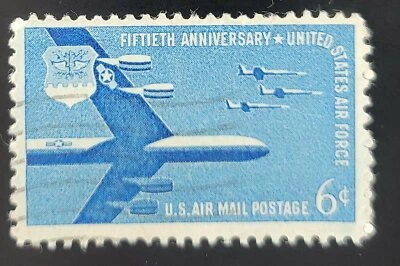 Scott #C49 Air Force 50th Anniversary 6c - 1957 - Air Mail - Used (a6) - Image 1 of 2
