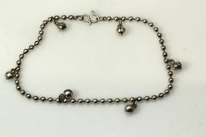 925 Sterling Silver 9.25" Beaded Bell Bracelet 8 Grams (BR4728) - Picture 1 of 3