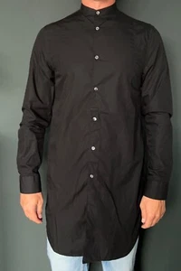 Acne Studios Jay Pop Long Shirt, Black, Size 46 - Picture 1 of 7