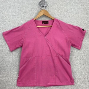 Melrose Scrub Top Womens Small Pink Healthcare Vet Uniform Short Sleeves Pockets - Picture 1 of 11